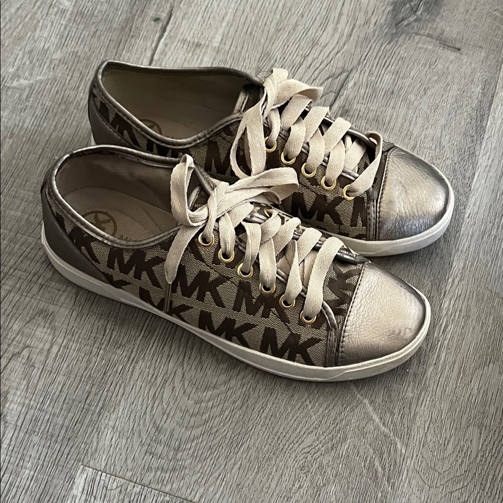 Michael Kors Metallic Brown Lace-Up Sneakers
